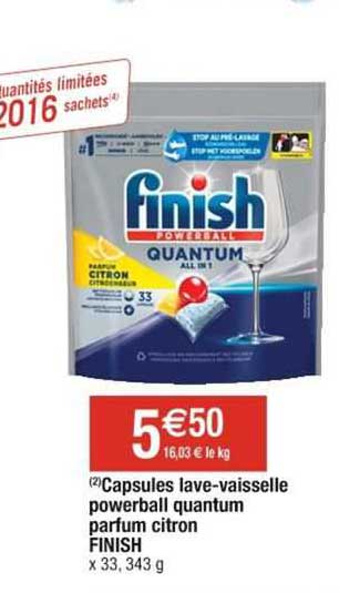 capsules lave-vaisselle powerball quantum parfum citron finish