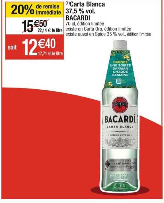 carta blanca 37,5% vol. bacardi