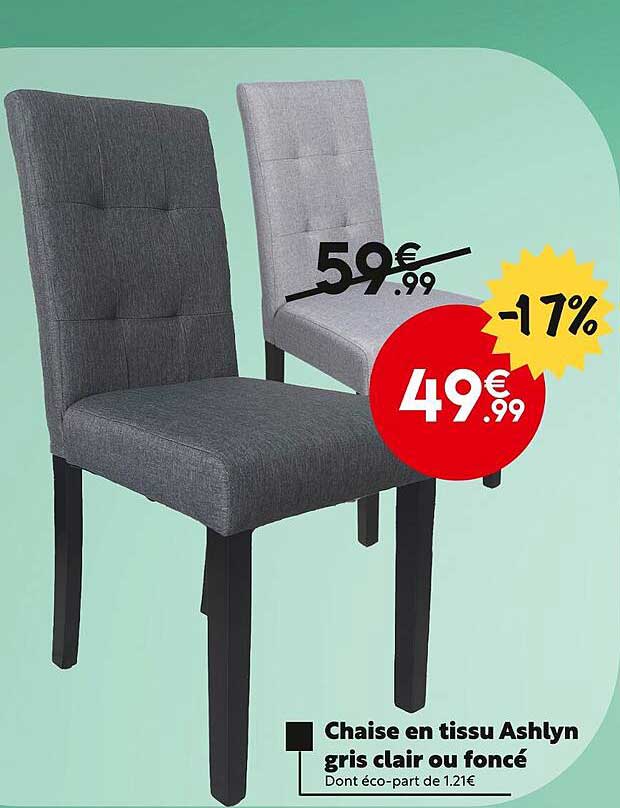 chaise en tissu ashlyn gris clair ou foncé