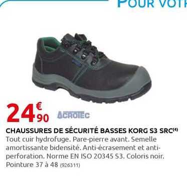chaussures de sécurité basses korg s3 src