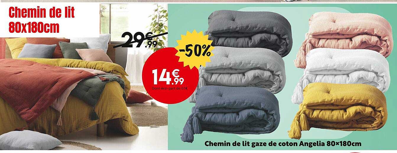 chemin de lit gaze de coton angelia