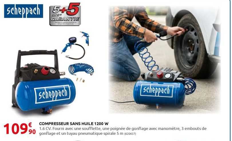 compresseur sans huile 1200w scheppach