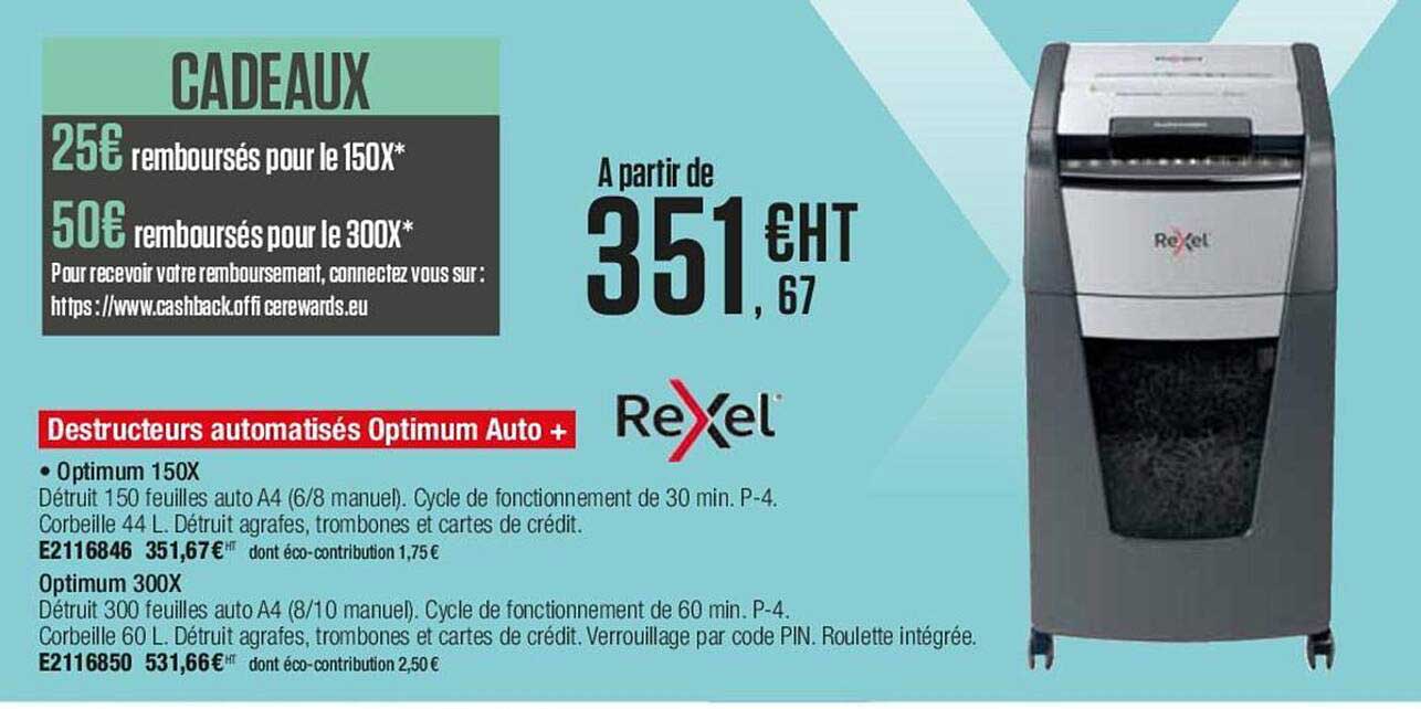 destructeurs automatisés optimum auto+ rexel