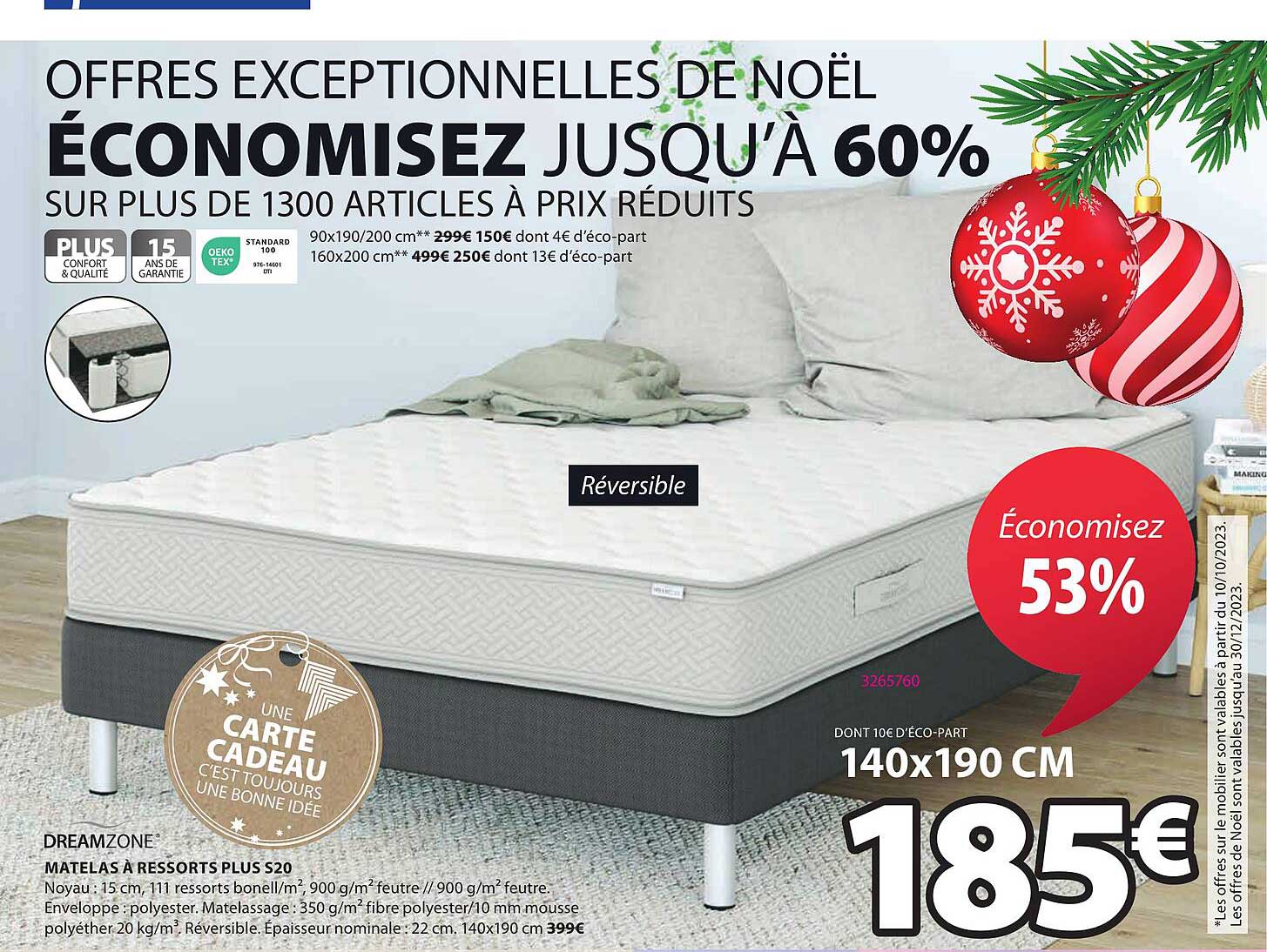dreamzone matelas à ressorts plus s20