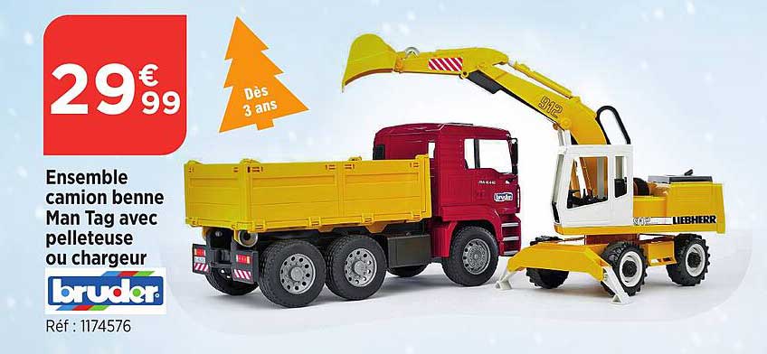 ensemble camion benne man tag avec pelleteuse ou chargeur bruder