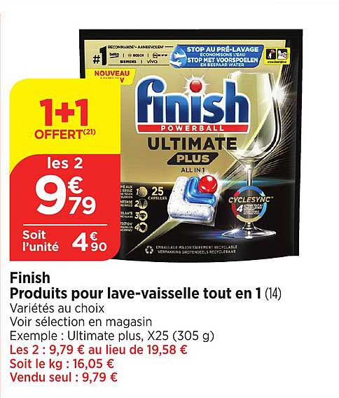 finish produits pour lave-vaisselle tout en 1