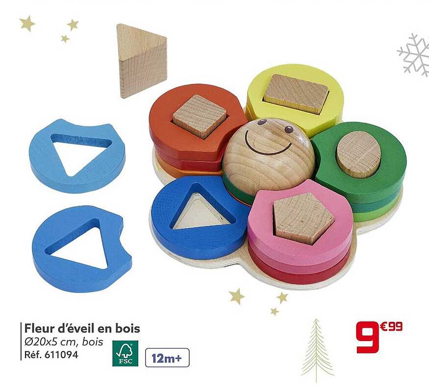 fleur d'éveil en bois