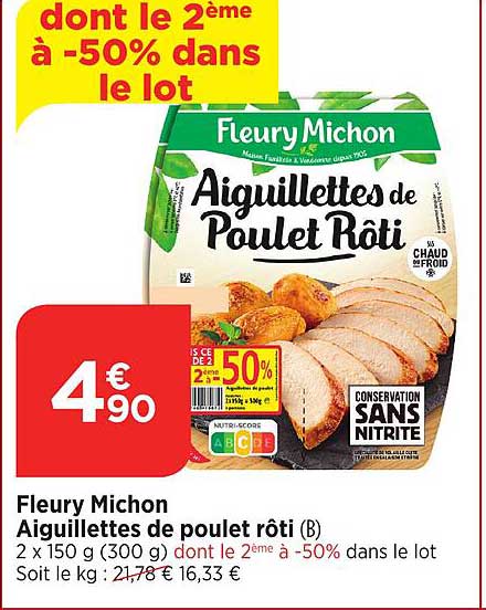 fleury michon aiguillettes de poulet rôti