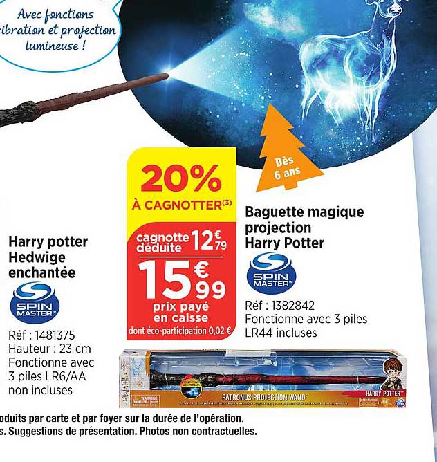 harry potter hedwige enchantée, baguette magique projection harry potter