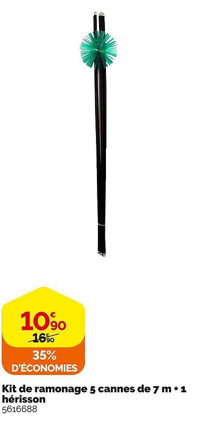 kit de ramonage 5 cannes de 7 m 1 hérisson