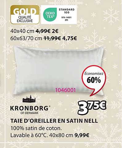 kronborg taie d'oreiller en satin nell