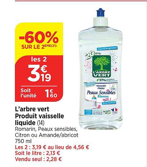 l'arbre vert produit vaisselle liquide