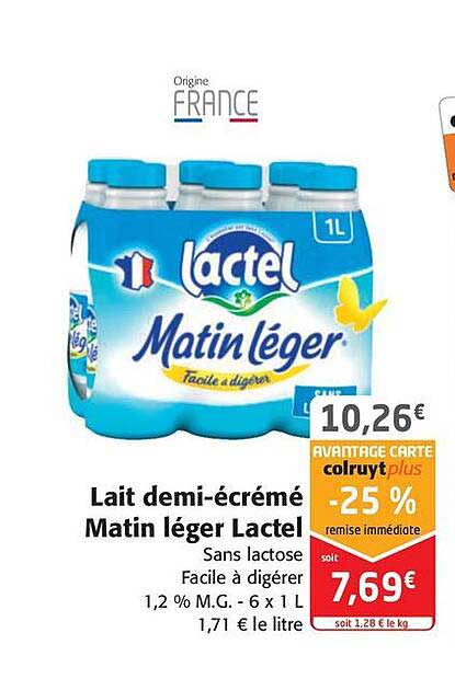 lait demi-écrémé matin léger lactel