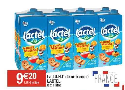 lait uht demi-écrémé lactel