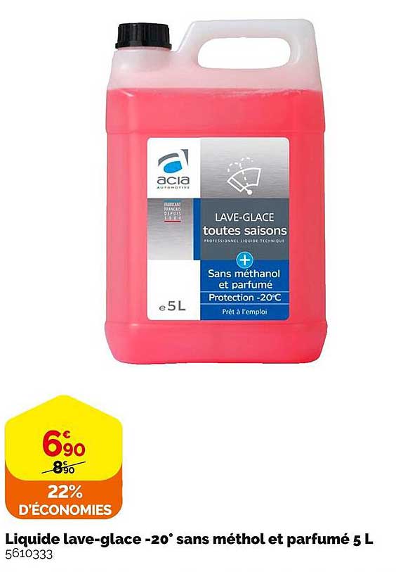 liquide lave-glace- 20° sans méthol et parfumé 5 l