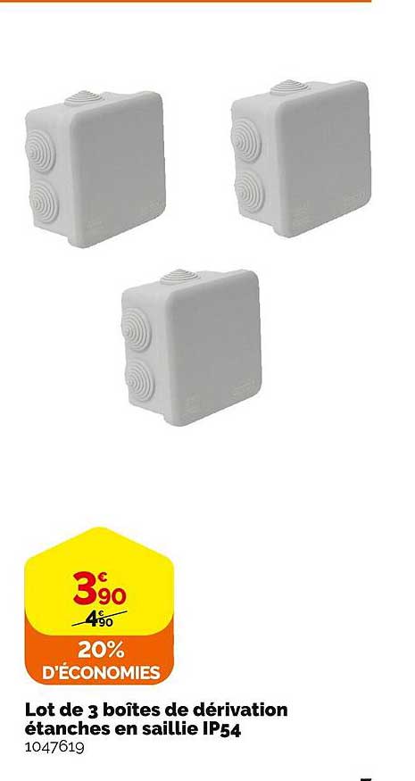 lot de 3 boîtes de dérivation étanches en saillie ip54