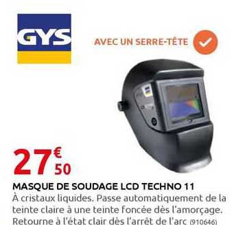 masque de soudage lcd techno 11 gys