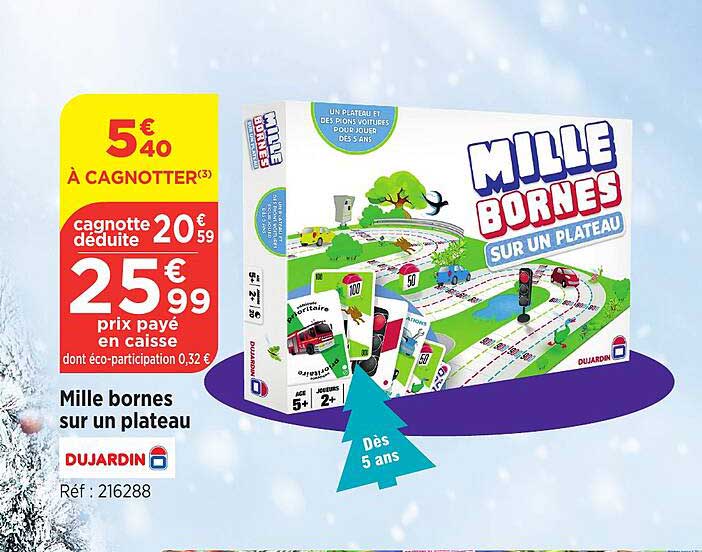 mille borne sur un plateau