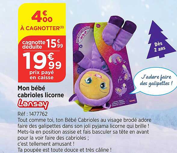 mon bébé cabrioles licorne lansay