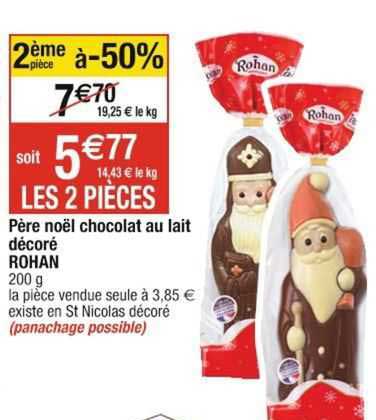 père noël chocolat au lait décoré rohan