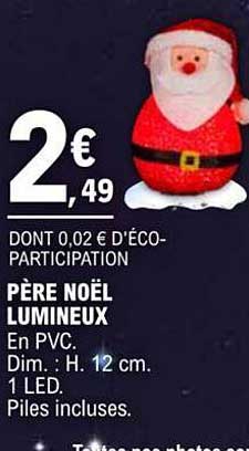 père noël lumineux h. 12 cm