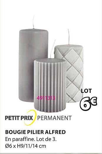 petit prix permanent bougie pilier alfred