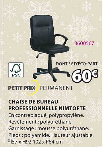 petit prix permanent chaise de bureau professionnelle nimtofte