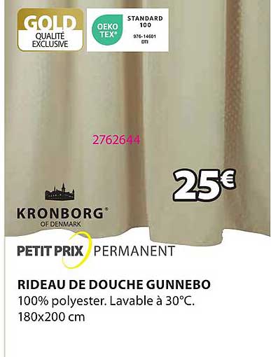 petit prix permanent rideau de douche gunnebo