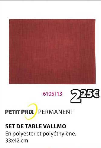 petit prix permanent set de table vallmo