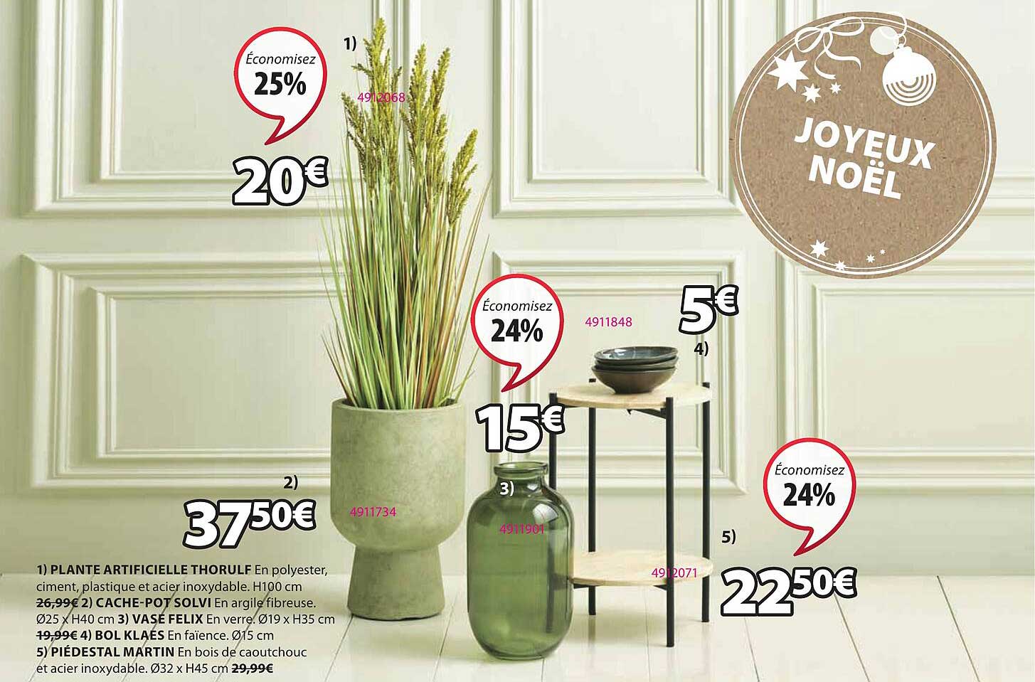 plante artificielle thorulf ou cache-pot solvi ou vase felix