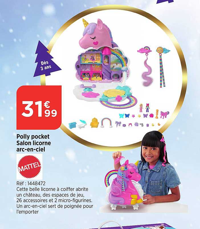 polly pocket salon licorne arc-en-ciel mattel