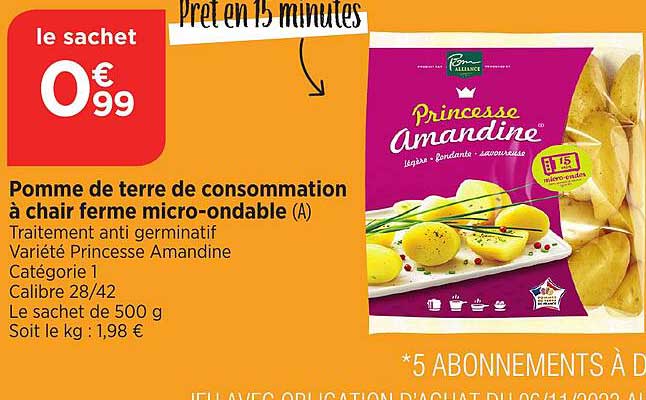 pomme de terre de consommation à chair ferme micro-ondable