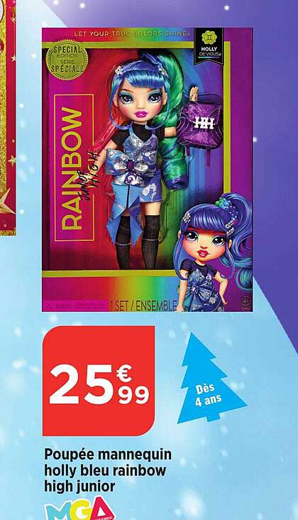 poupée mannequin holly bleu rainbow high junior