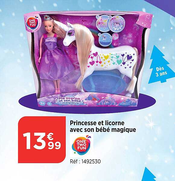 princesse et licorne avec son bébé magique one two fun