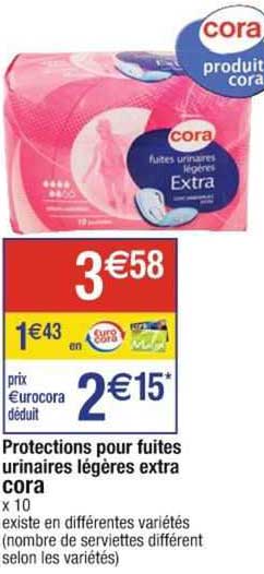 protections pour fuites urinaires légères extra cora