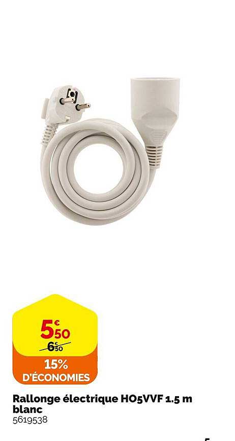 rallonge électrique h05vvf 1.5 m blanc