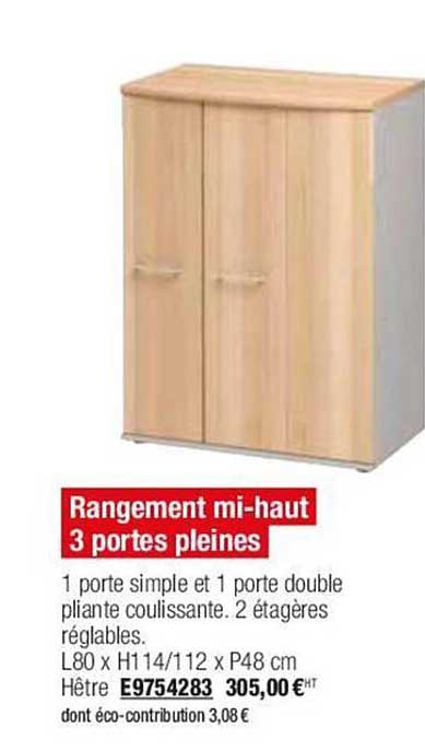 rangement mi-haut 3 portes pleines