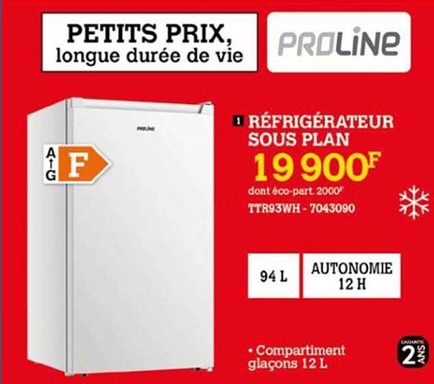 réfrigérateur sous plan proline