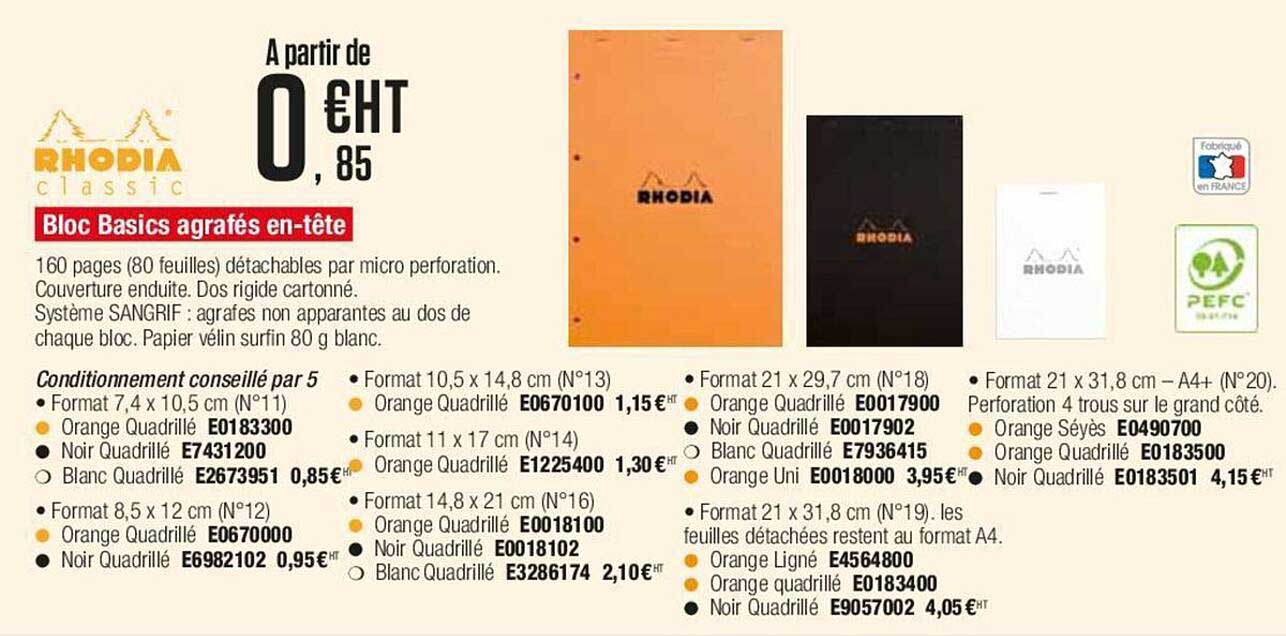 rhodia bloc basics agrafés en-tête