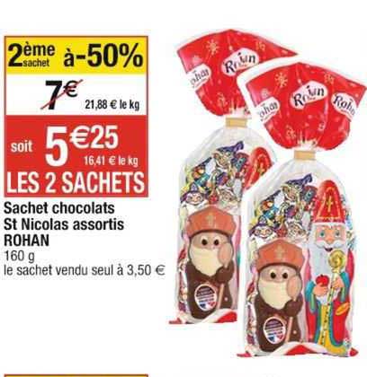 sachet chocolats st nicolas assortis rohan