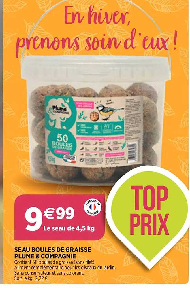 Seau Boules De Graisse Plume & Compagnie