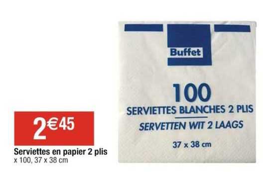 serviettes en papier 2 plis