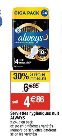 serviettes hygiéniques nuit always