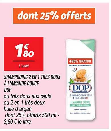 shampooing 2en1 très doux à l'amande douce dop
