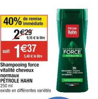 shampooing force vitalité cheveux normaux pétrole hahn