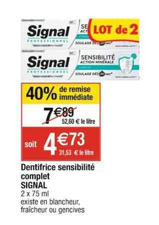 signal dentifrice sensibilité complet