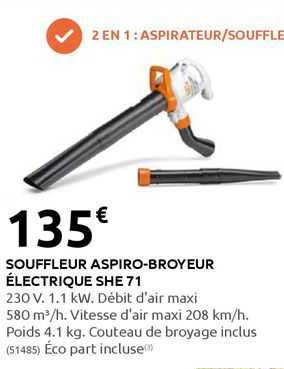 souffleur aspiro-broyeur électrique she 71