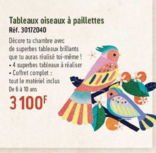 tableaux oiseaux à paillettes