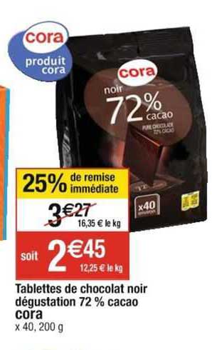 Tablettes De Chocolat Noir Dégustation 72% Cacao Cora