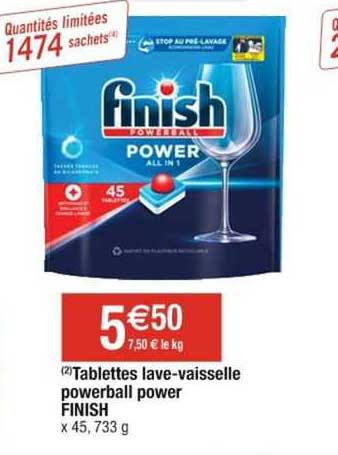 tablettes lave-vaisselle powerball power finish